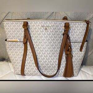 Michael Kors Tan and Cream Signature Tote